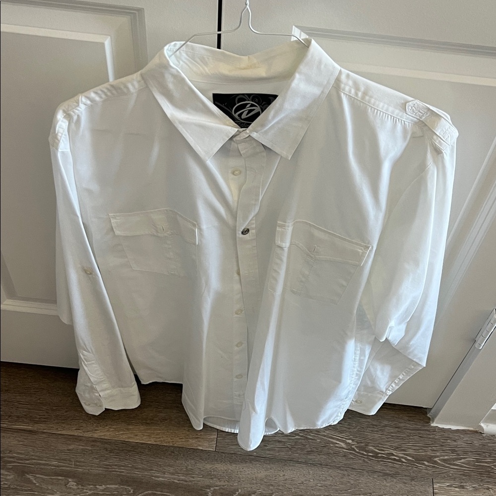 Elegant White Button-Down Men's Shirt